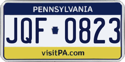 PA license plate JQF0823