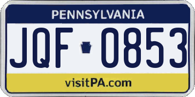 PA license plate JQF0853