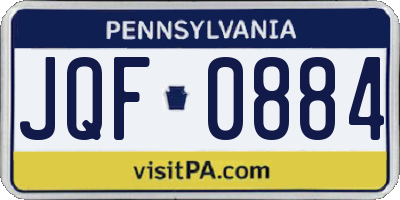 PA license plate JQF0884