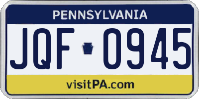 PA license plate JQF0945
