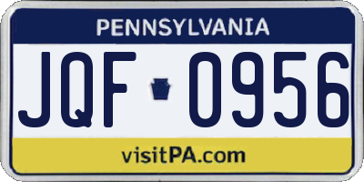PA license plate JQF0956
