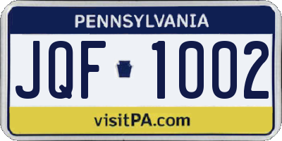 PA license plate JQF1002