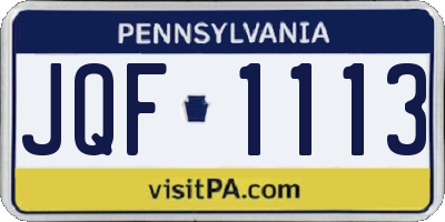 PA license plate JQF1113