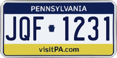 PA license plate JQF1231