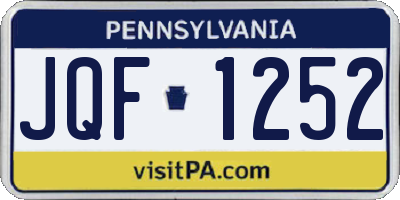 PA license plate JQF1252