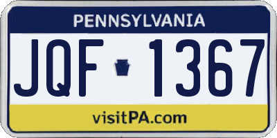 PA license plate JQF1367
