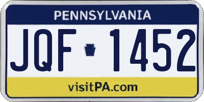 PA license plate JQF1452