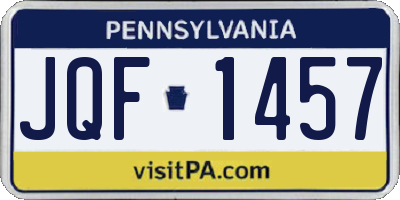 PA license plate JQF1457