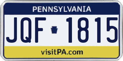 PA license plate JQF1815