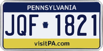 PA license plate JQF1821