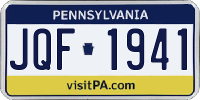 PA license plate JQF1941