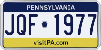 PA license plate JQF1977