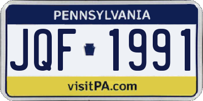 PA license plate JQF1991