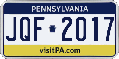 PA license plate JQF2017