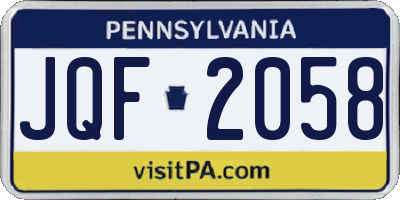 PA license plate JQF2058