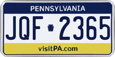 PA license plate JQF2365