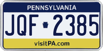 PA license plate JQF2385
