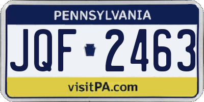 PA license plate JQF2463