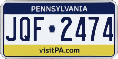PA license plate JQF2474