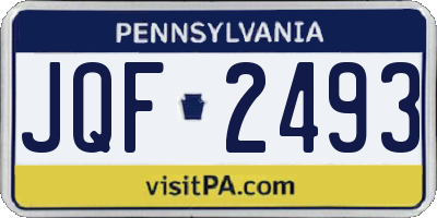 PA license plate JQF2493