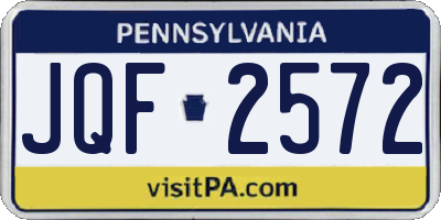 PA license plate JQF2572