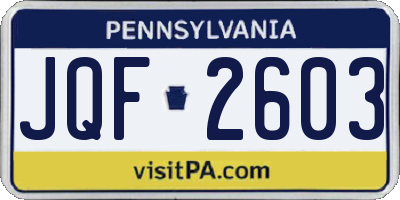 PA license plate JQF2603