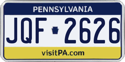 PA license plate JQF2626