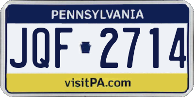 PA license plate JQF2714