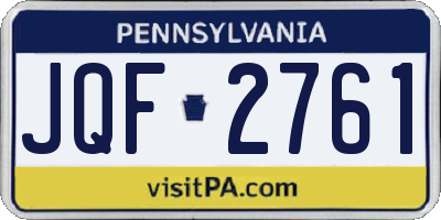 PA license plate JQF2761