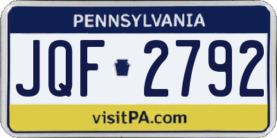 PA license plate JQF2792