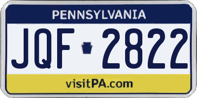 PA license plate JQF2822