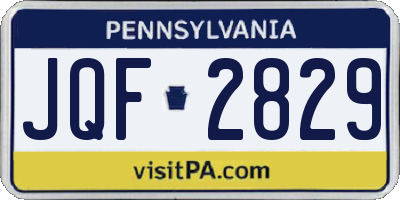 PA license plate JQF2829