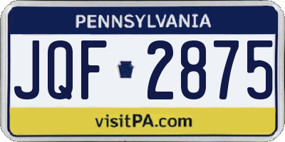 PA license plate JQF2875
