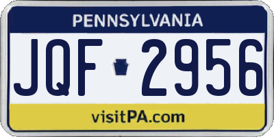 PA license plate JQF2956