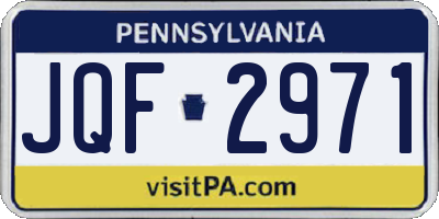 PA license plate JQF2971
