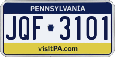 PA license plate JQF3101