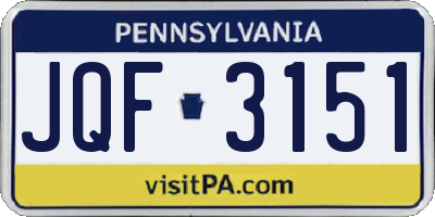 PA license plate JQF3151