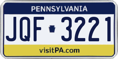 PA license plate JQF3221