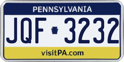 PA license plate JQF3232