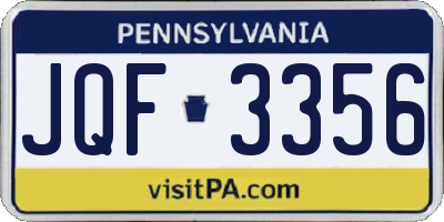 PA license plate JQF3356