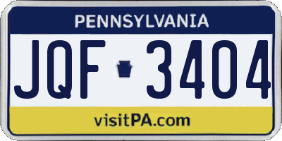 PA license plate JQF3404