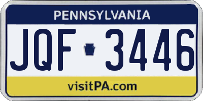 PA license plate JQF3446