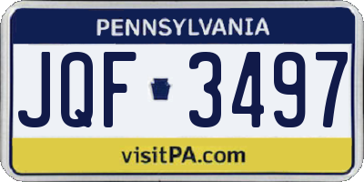 PA license plate JQF3497