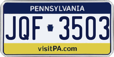 PA license plate JQF3503