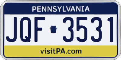 PA license plate JQF3531