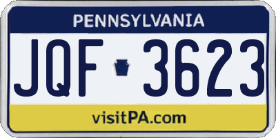 PA license plate JQF3623