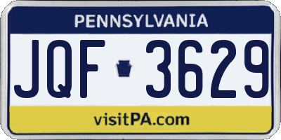 PA license plate JQF3629
