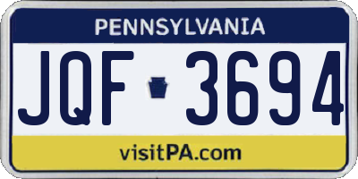 PA license plate JQF3694