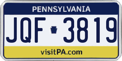 PA license plate JQF3819