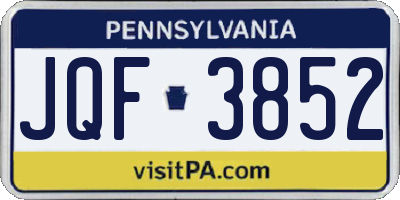 PA license plate JQF3852